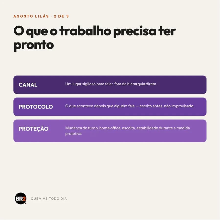 Peça 2 de 3 da campanha Quem Vê Todo Dia, criada pela BR2 para Agosto Lilás